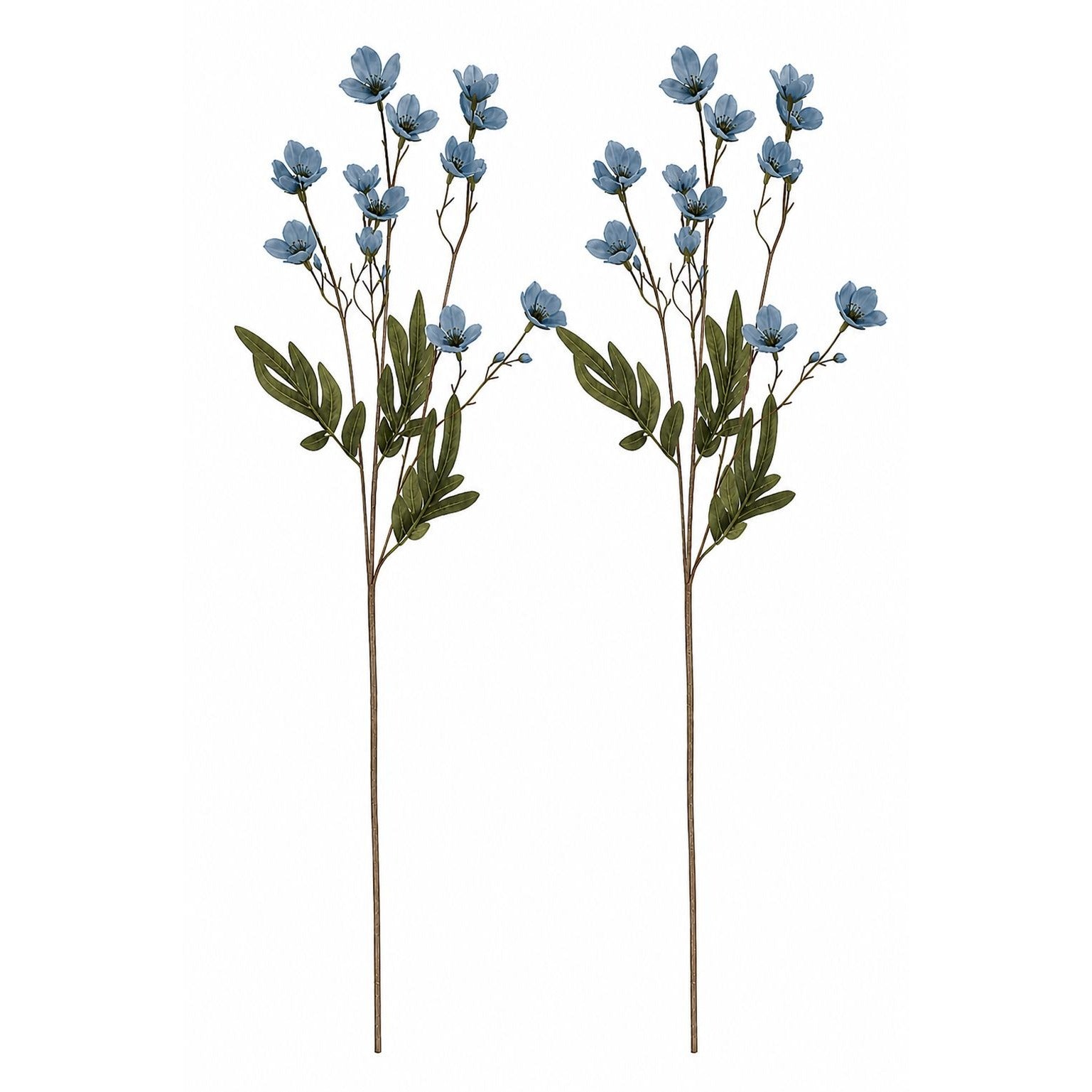 Artificial Dogwood Flower Stems Dusty Blue Slate Blue Faux Floral Cottage Wildflower 23 Inch Set of 2