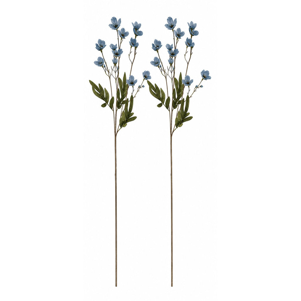 Artificial Dogwood Flower Stems Dusty Blue Slate Blue Faux Floral Cottage Wildflower 23 Inch Set of 2