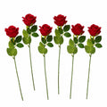 Set of 6 Red Rose Stems Faux Roses Artificial Red Flowers Romantic Wedding Farmhouse Decor 20 Inch