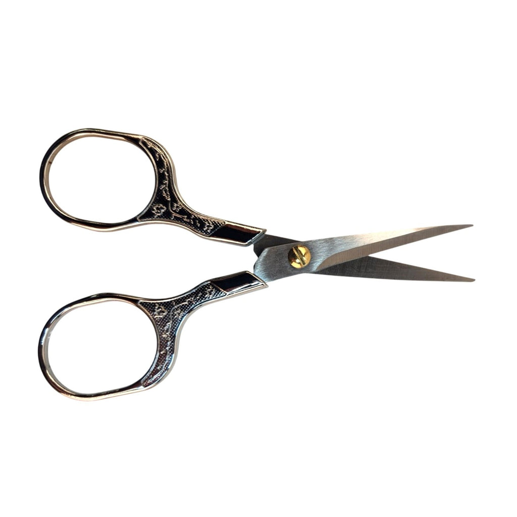 Ornate Embroidery Scissors Silver Handle Vintage Sewing Shears 5 Inch Craft Tool