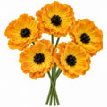 5 Golden Yellow Faux Poppy Stems, 11-Inch Artificial Harvest Floral Decor