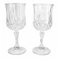Vintage Cristal D'Arques Longchamp Wine Glasses Set of 2 French Crystal Goblets Diamond Cut Stemware Made in France