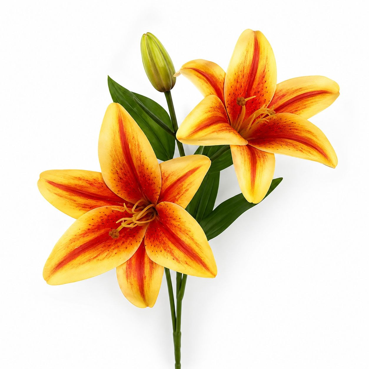 Real Touch Orange Lily Stems Set of 2 Artificial Tiger Lily Spray Faux Fall Flowers Autumn Wedding Flowers Thanksgiving Centerpiece Decor