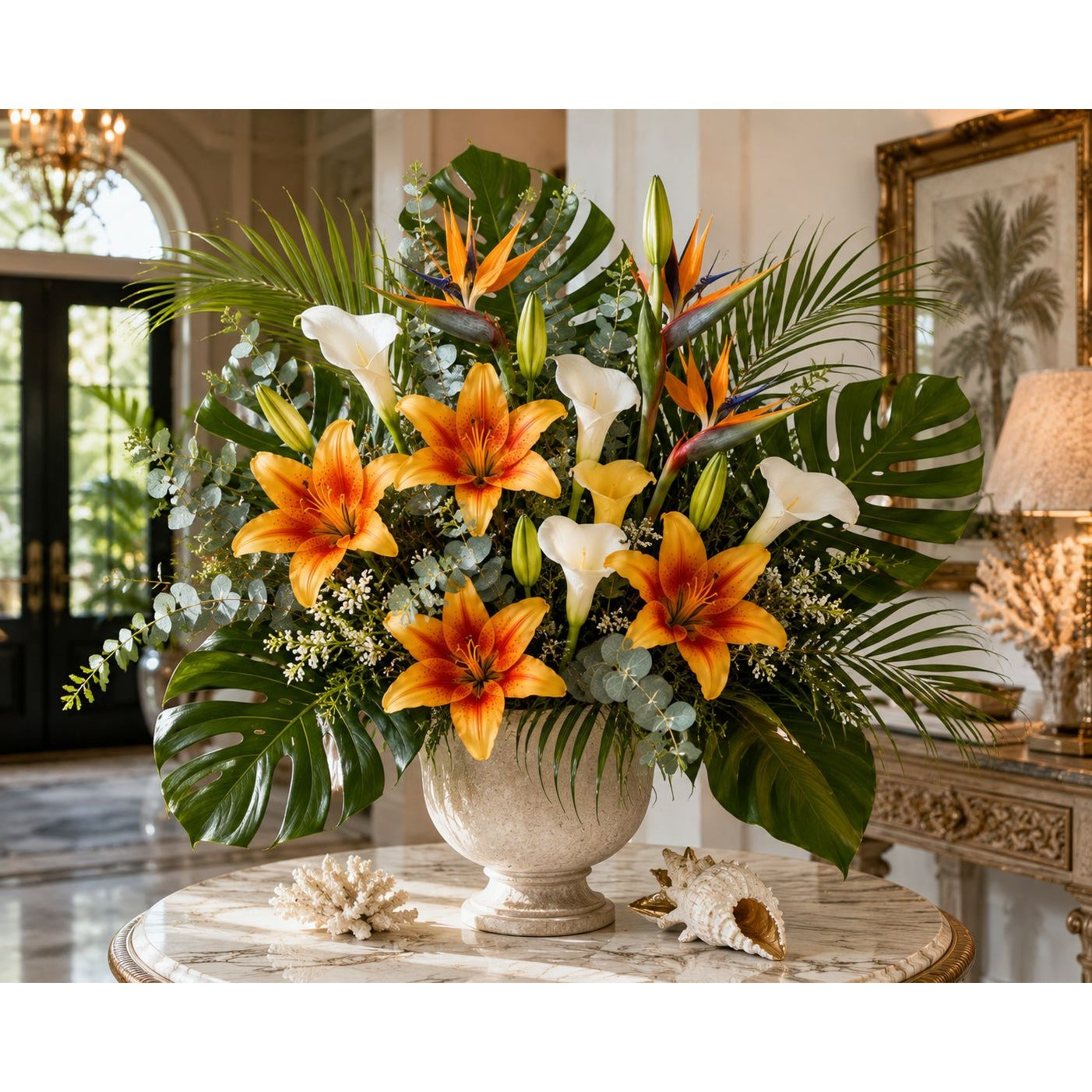 Real Touch Orange Lily Stems Set of 2 Artificial Tiger Lily Spray Faux Fall Flowers Autumn Wedding Flowers Thanksgiving Centerpiece Decor