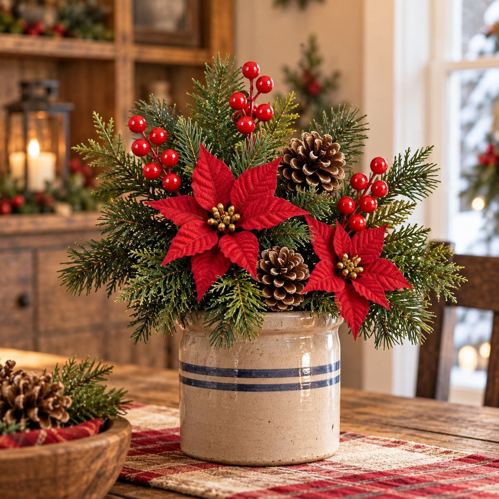 20 Artificial Red Berry Stems, 8-Inch Faux Christmas Wreath Garland Picks