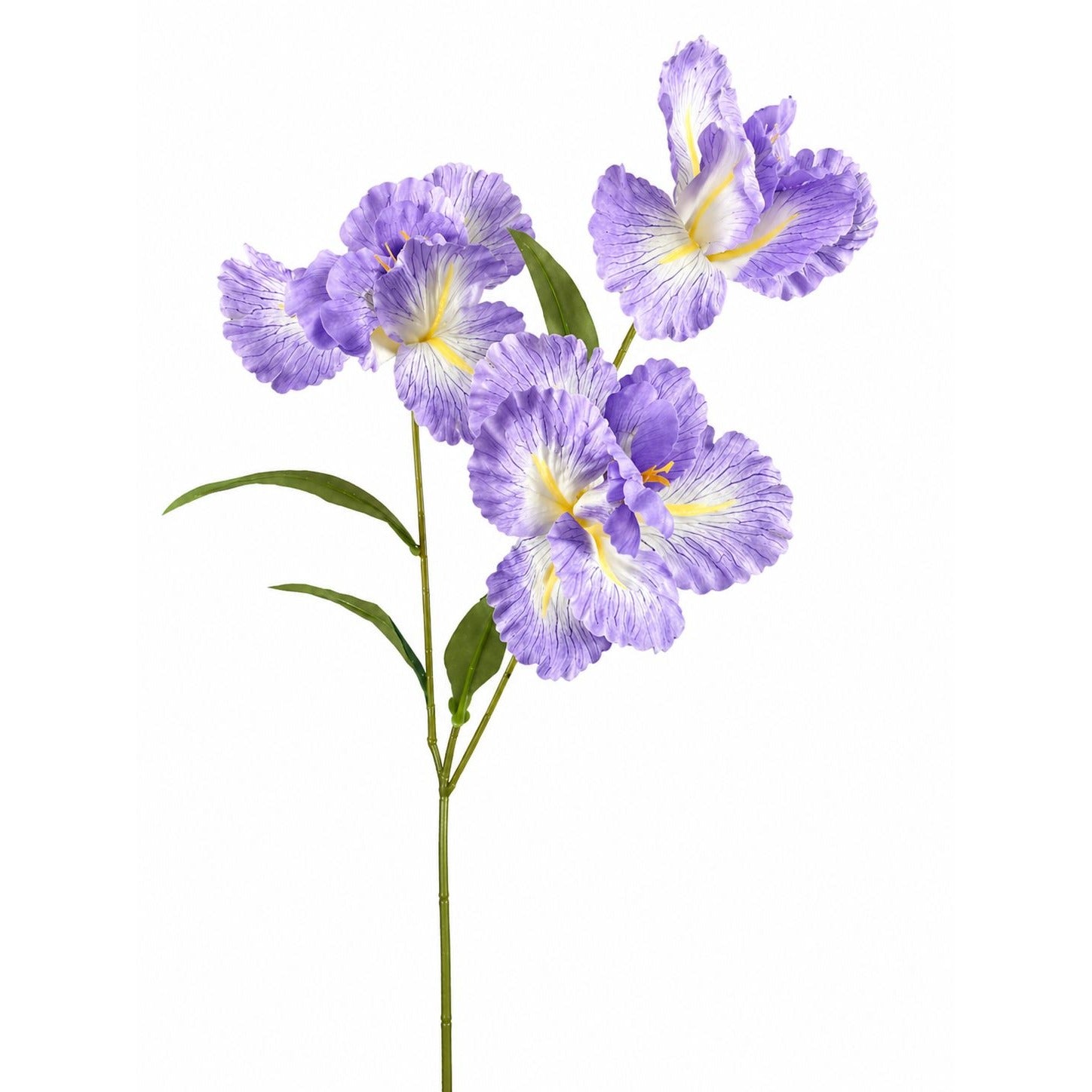 Lavender Iris Stem Artificial Floral Pick 34 Inch Faux Purple Iris Spray Silk Flower for Home Wedding Decor