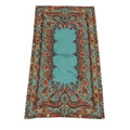 Boho Paisley Satin Scarf Wrap Shawl Teal Rust Gold Oversized 72x31 Lightweight Travel Shawl
