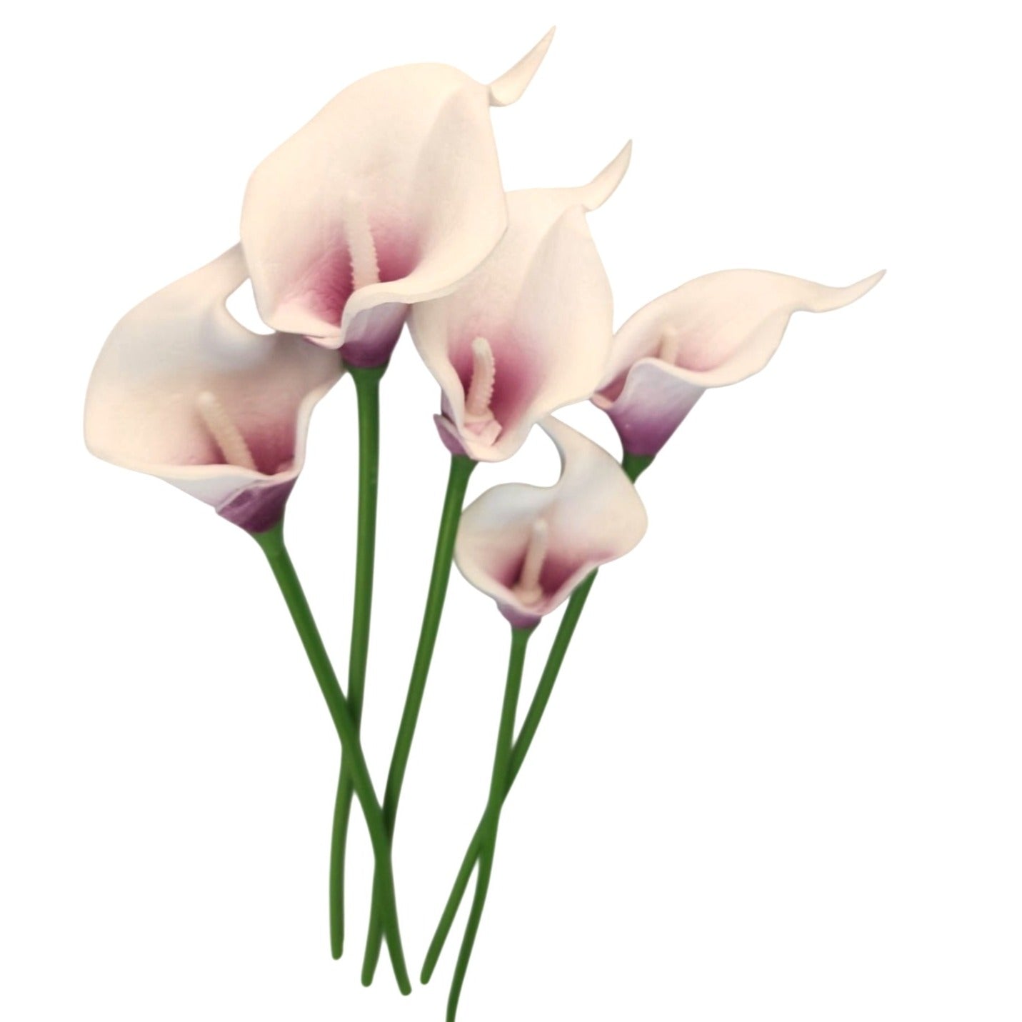 Lavender Purple and White Faux Calla Lily Stems 15 Inch Wedding Artificial Flowers
