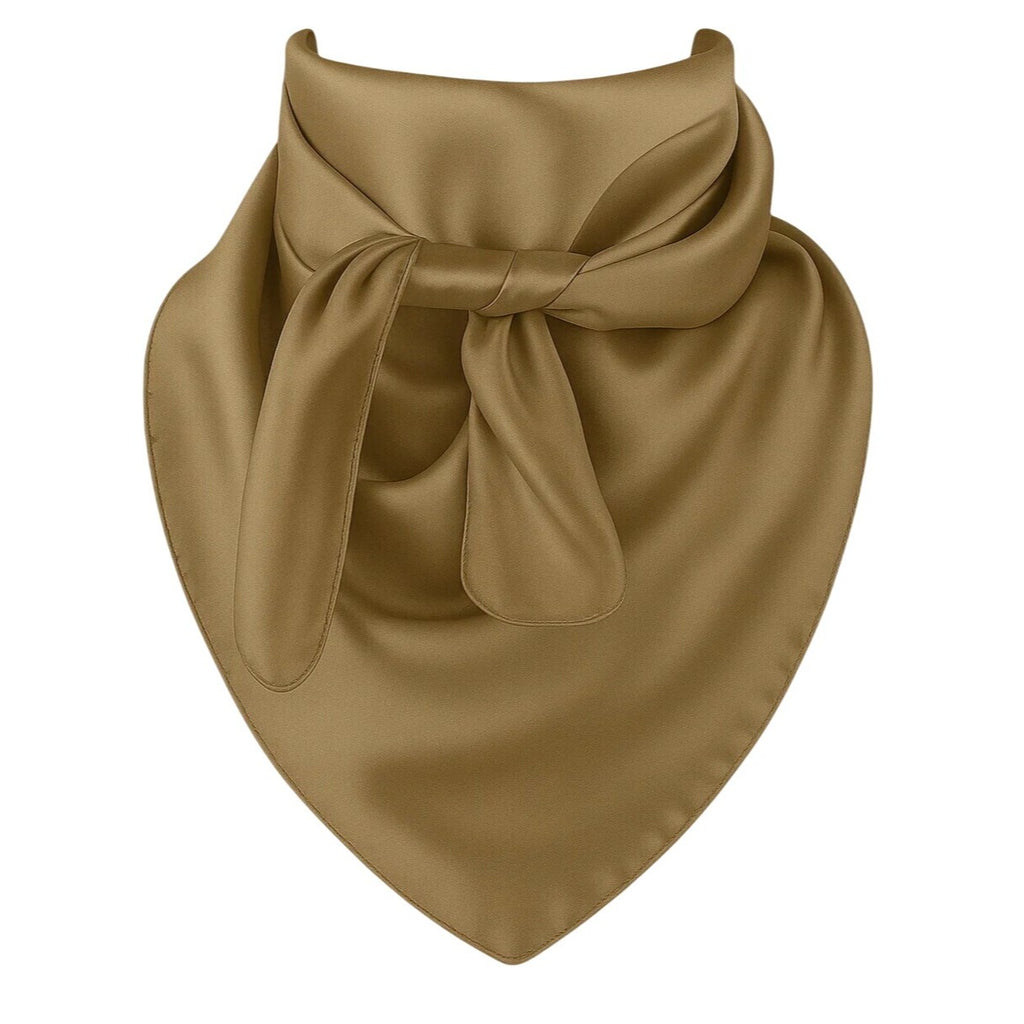Camel Brown Wild Rag Scarf 35x35 Satin Western Cowgirl Cowboy Bandana