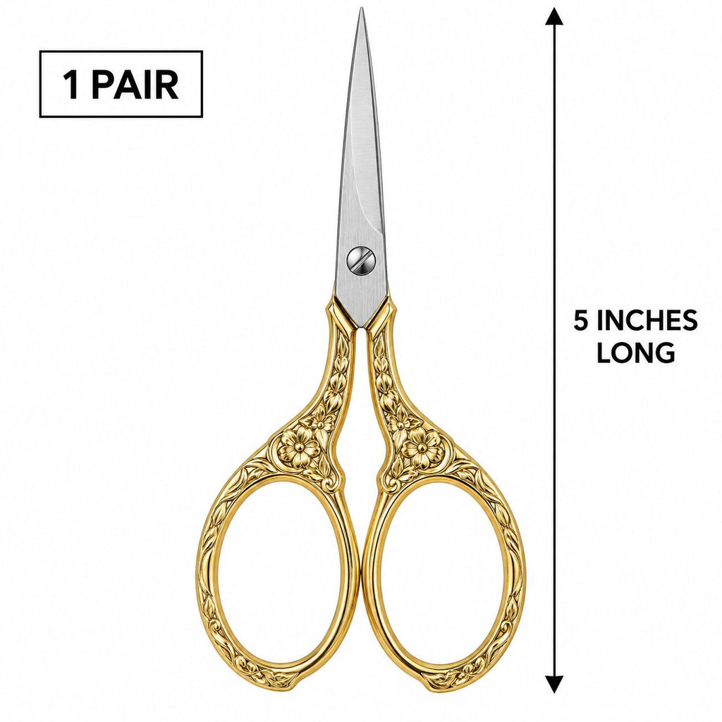 Gold Silver Embroidery Scissors, 5 Inch Stainless Steel Thread Snips
