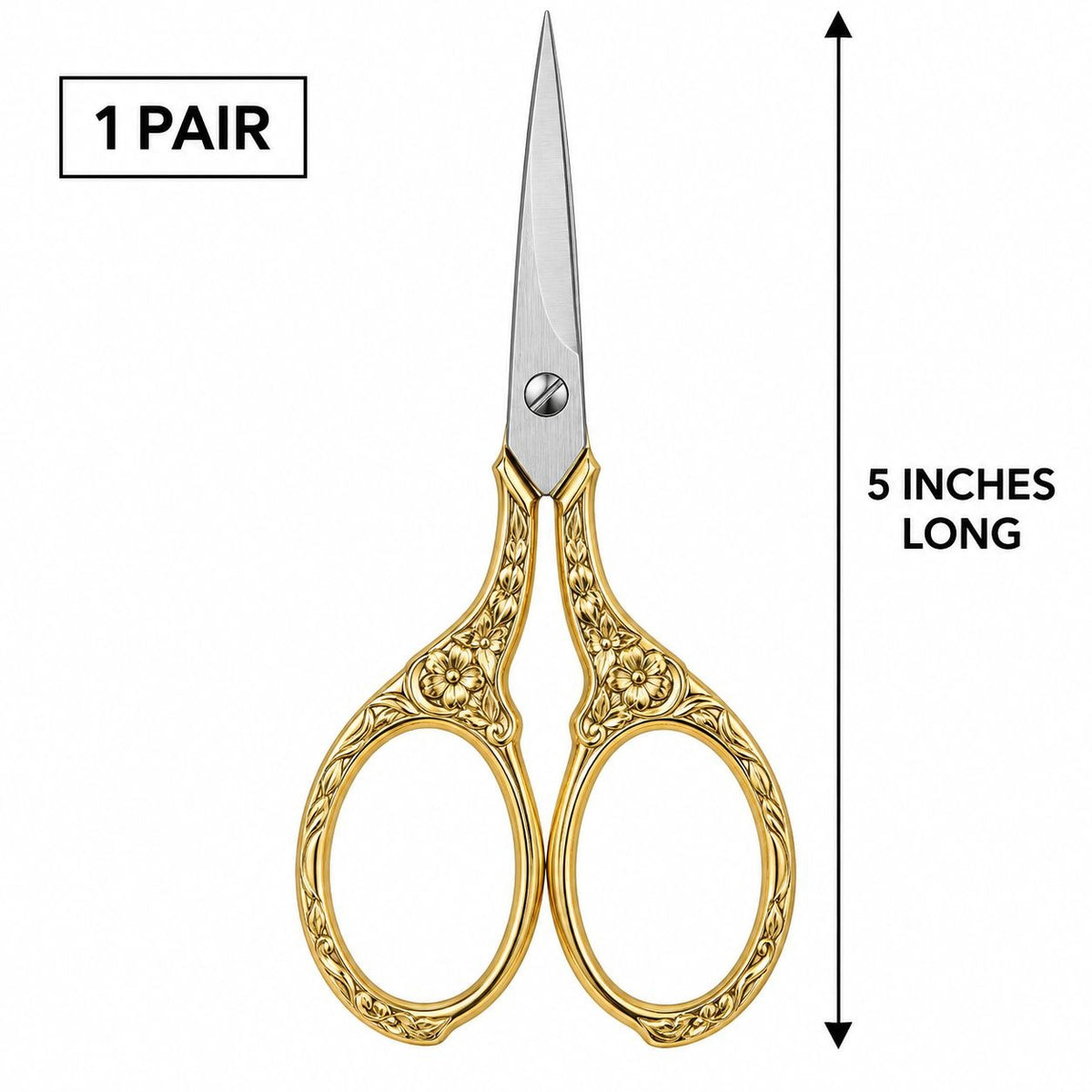 Gold Silver Embroidery Scissors, 5 Inch Stainless Steel Thread Snips