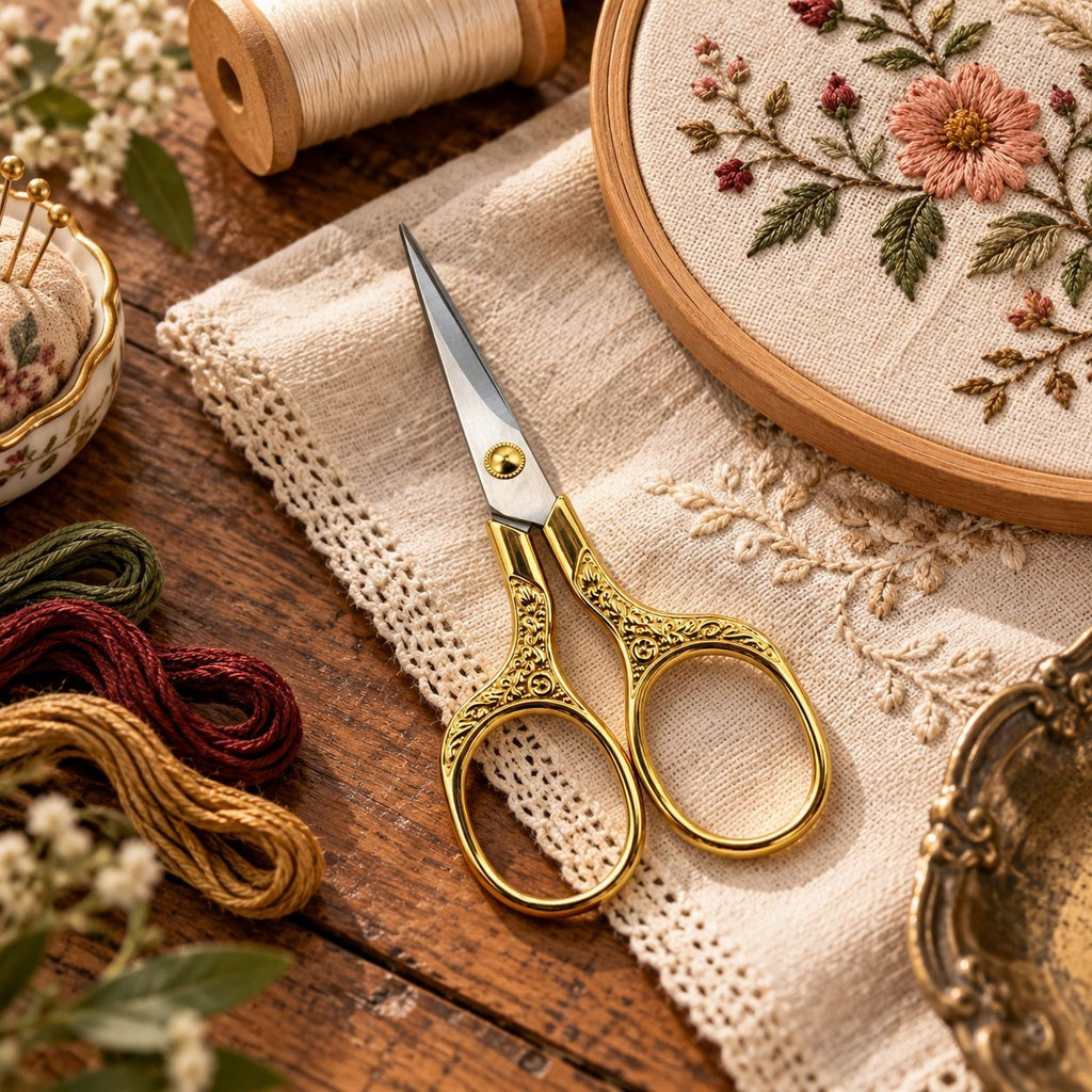 Gold Silver Embroidery Scissors, 5 Inch Stainless Steel Thread Snips