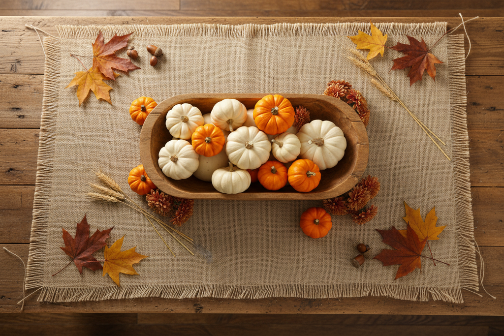 Fall Harvest Burlap Table Setting