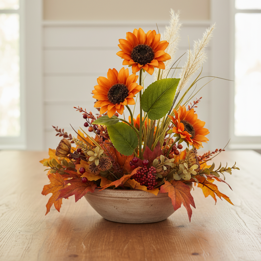 Fall sunflower table centerpiece