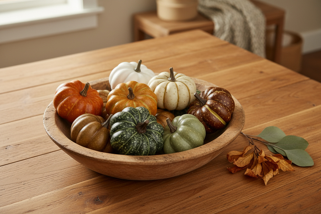 Faux Pumpkins Bowl Filler Lifestyle