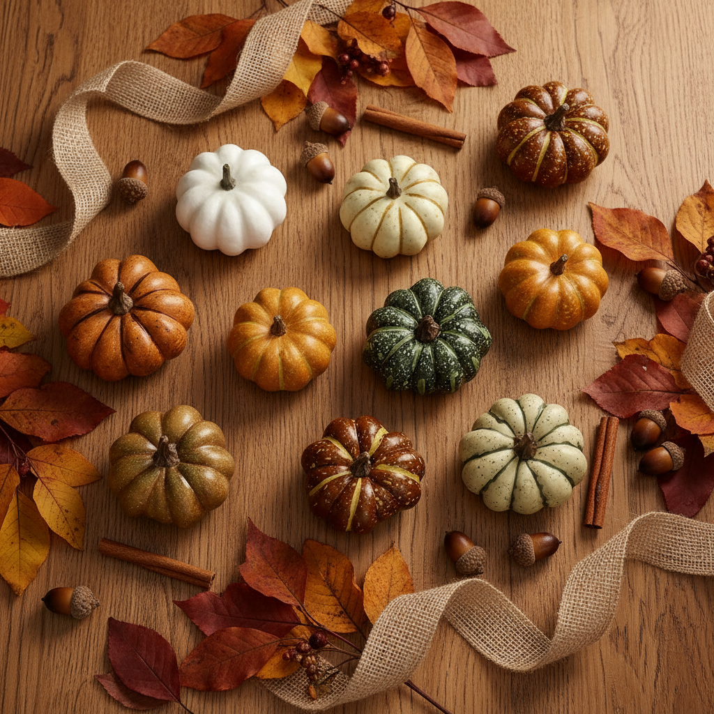 Faux Pumpkins Fall Flat Lay Lifestyle