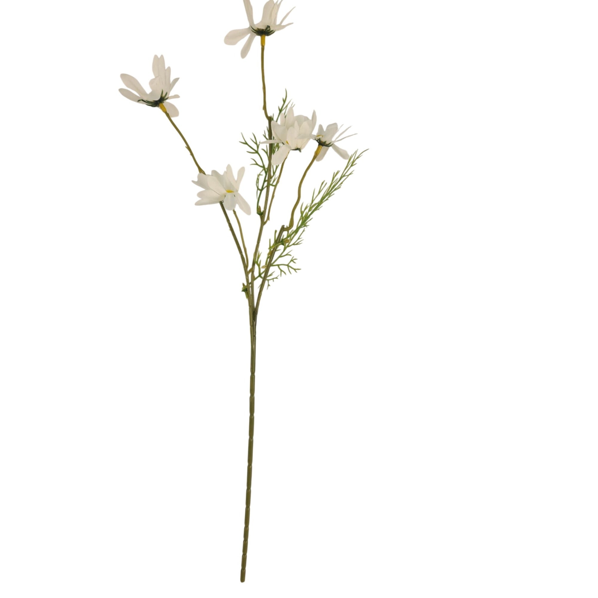 White Faux Daisy Stem 20 Inch Artificial Wildflower Set of 6 Farmhouse Floral Decor