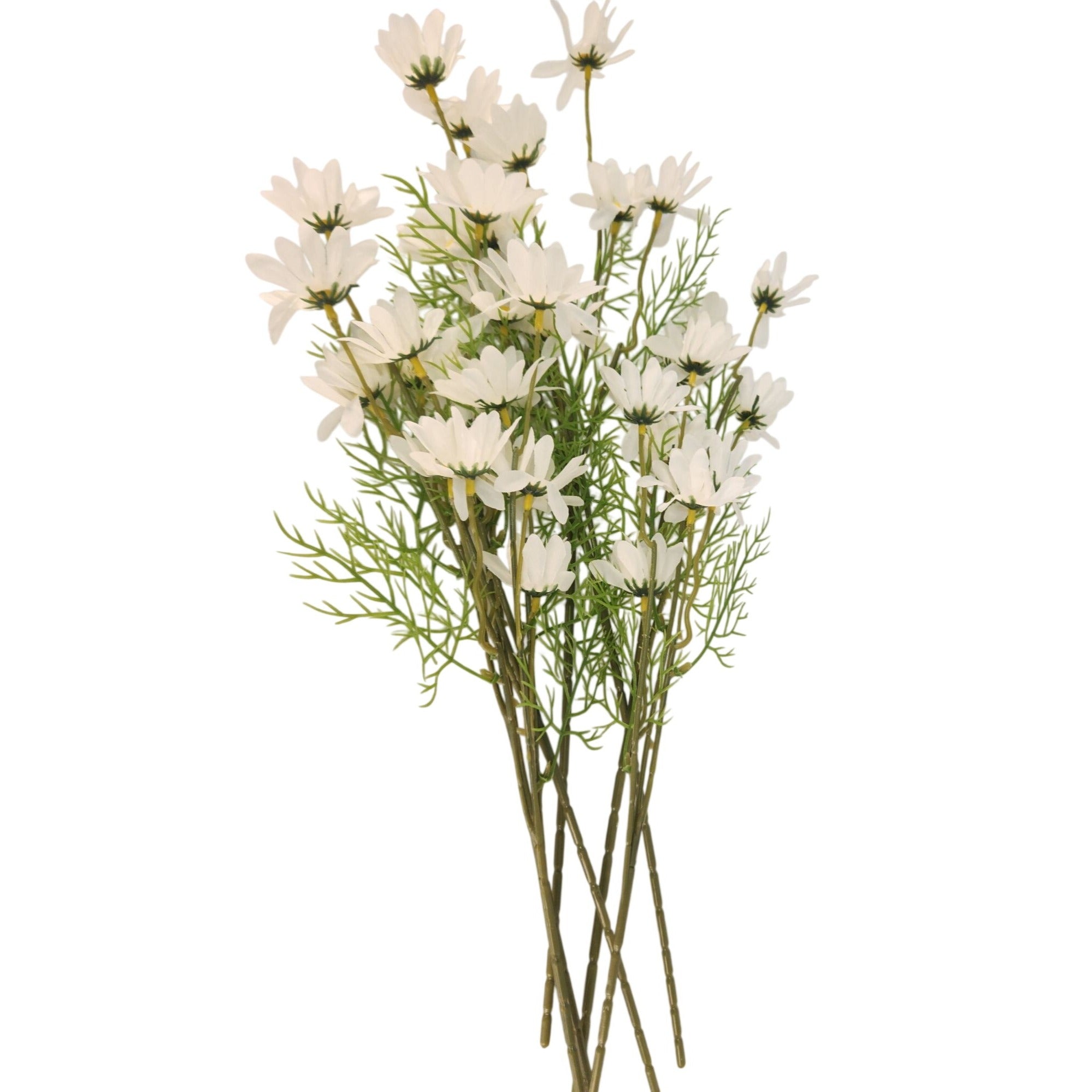 White Faux Daisy Stem 20 Inch Artificial Wildflower Set of 6 Farmhouse Floral Decor
