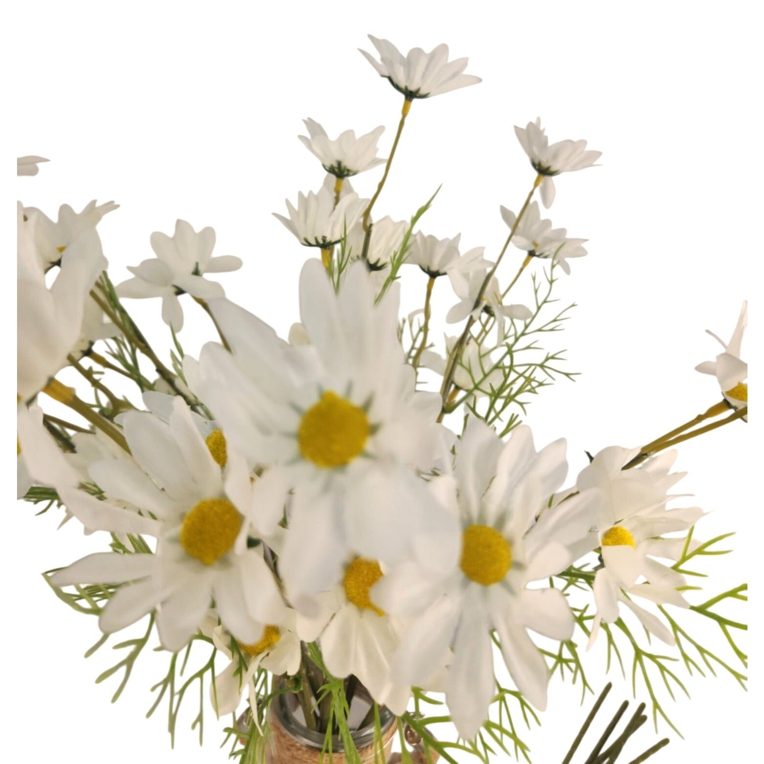 White Faux Daisy Stem 20 Inch Artificial Wildflower Set of 6 Farmhouse Floral Decor
