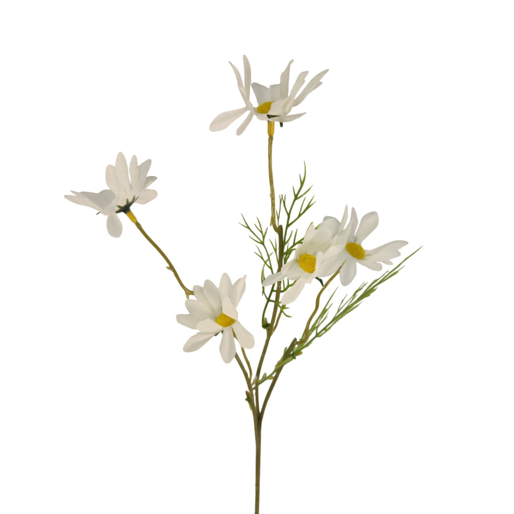 White Faux Daisy Stem 20 Inch Artificial Wildflower Set of 6 Farmhouse Floral Decor