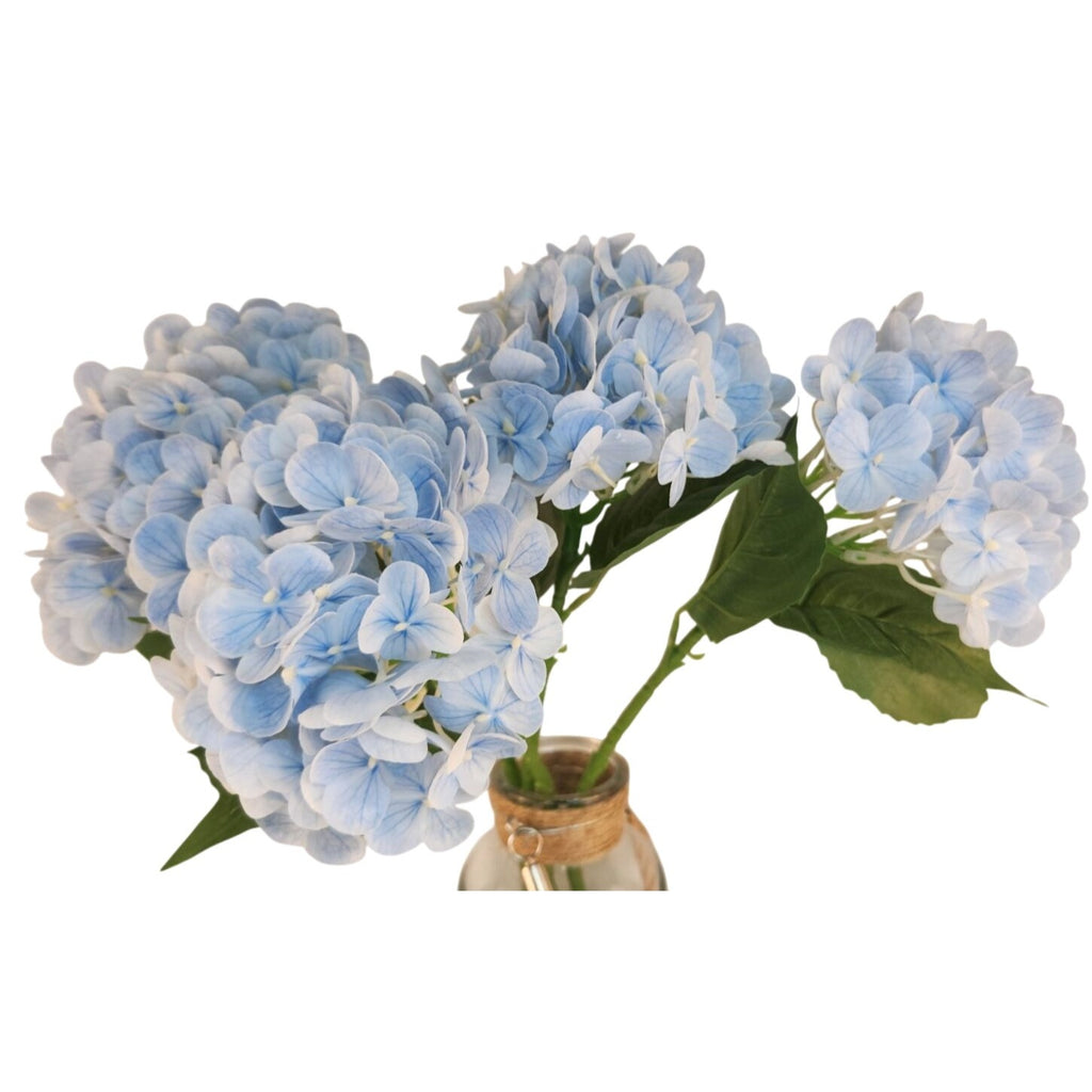 Soft Blue Artificial Hydrangea Stem Silk Flower Light Faux Floral Wedding Decor