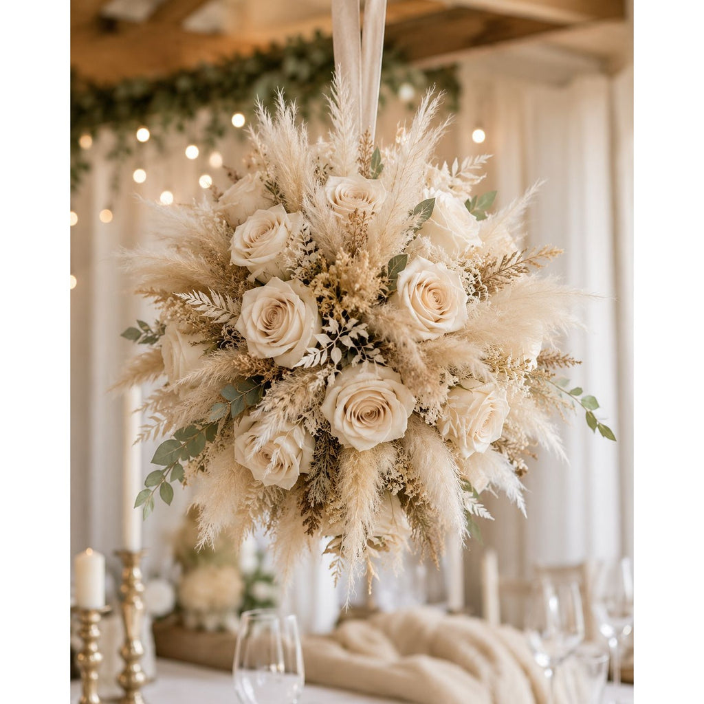 Boho pampas hanging orb styling idea