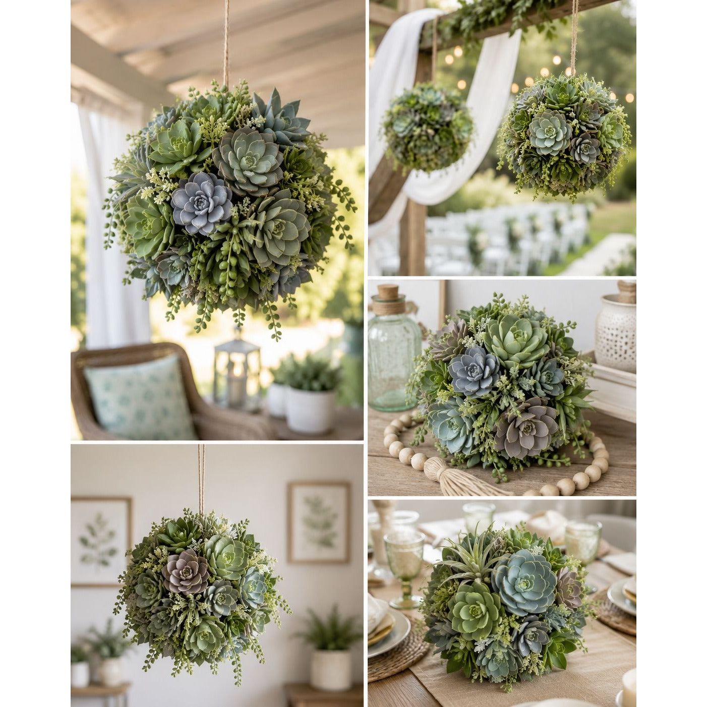 Faux succulent orb arrangement inspiration