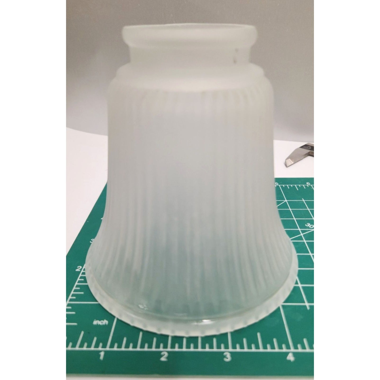 Vintage Frosted Glass Lamp Shade Ribbed Art Deco Mid Century Replacement