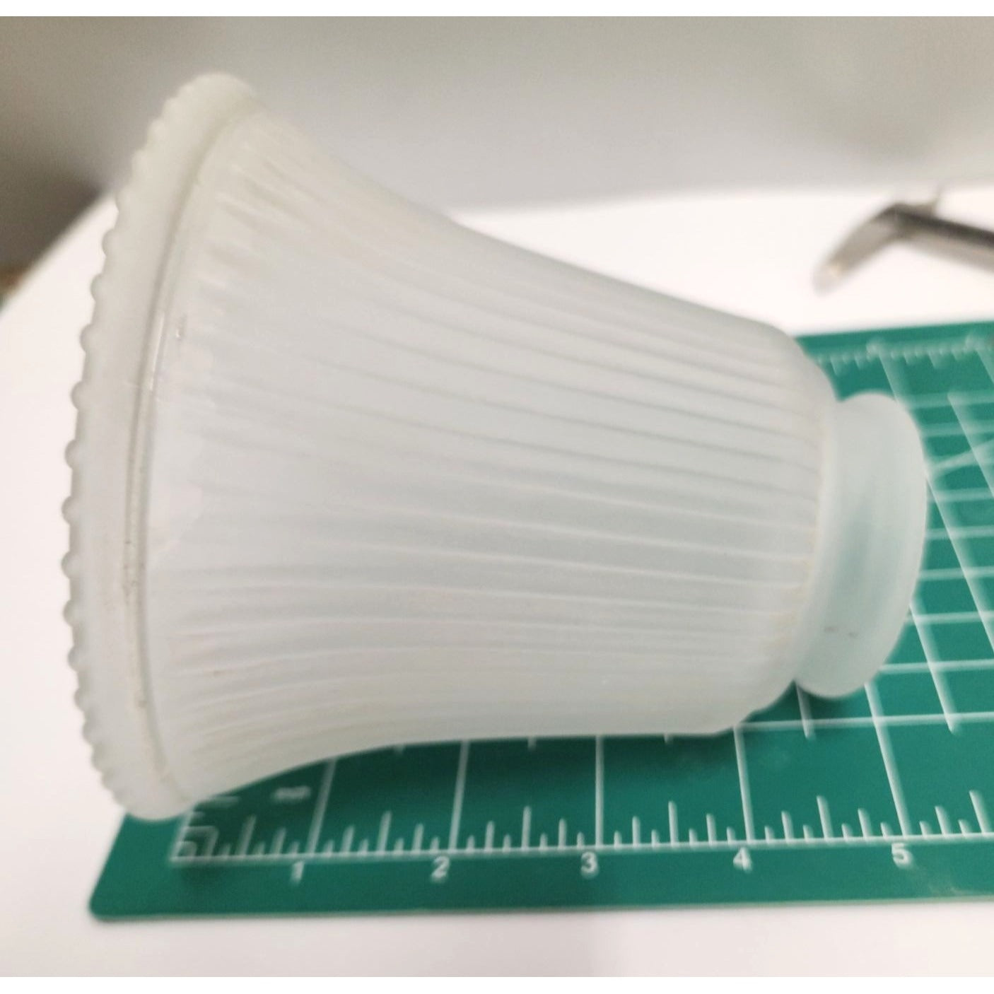 Vintage Frosted Glass Lamp Shade Ribbed Art Deco Mid Century Replacement