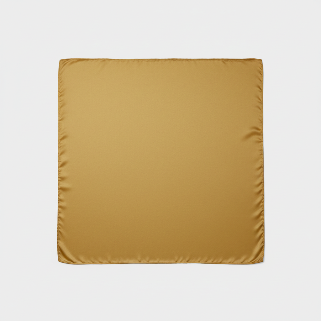 Flat lay of 35x35 inch mustard gold wild rag scarf