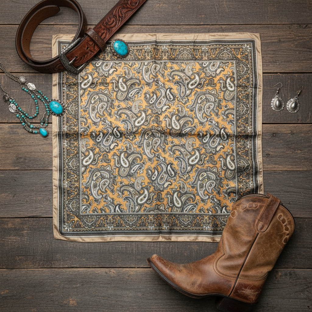 Flat lay with western accessories - exact colors