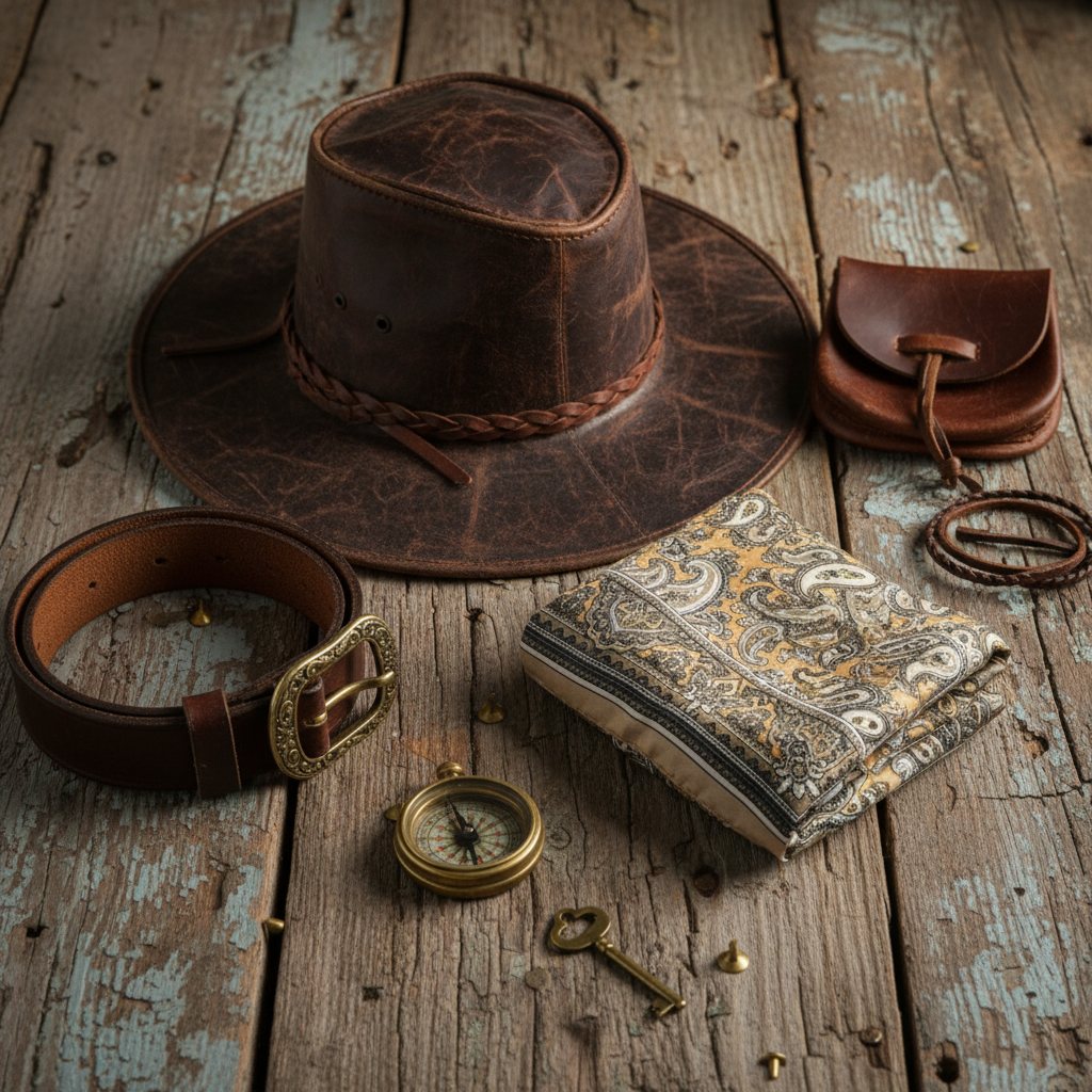 Flat lay with western hat - exact colors