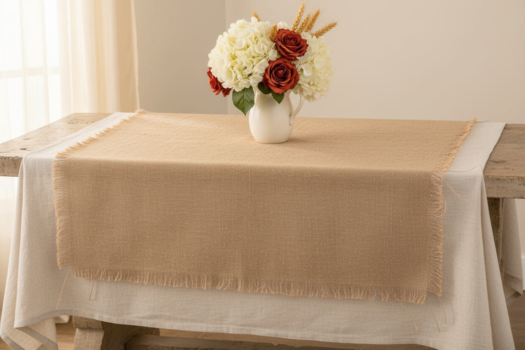 French Country Fall Burlap Table Setting