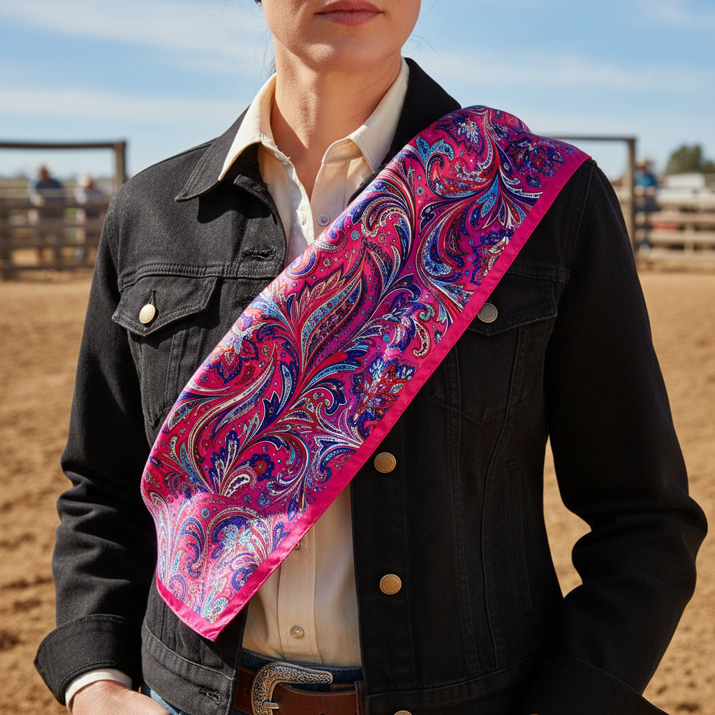 Fuchsia Western shoulder-drape scarf image