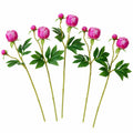 Hot Pink Artificial Peony Stems Set of 5 Faux Silk Peonies with Buds Wedding Bouquet Centerpiece French Country Decor