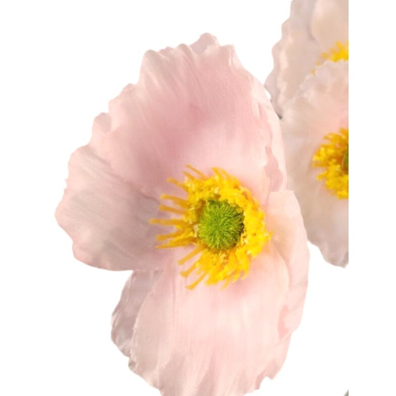 Artificial Silk Poppy Flowers Lavender White Pink Faux Wildflower Bouquet 6 Stems