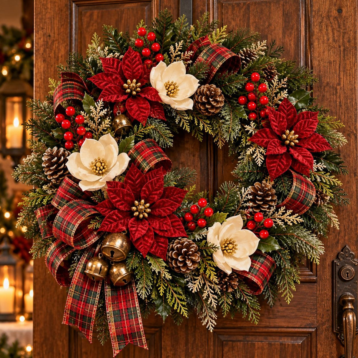 10 Artificial Red Berry Picks, 8-Inch Wired Christmas Wreath Garland Stems
