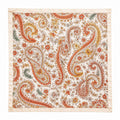 35x35 Satin Paisley Scarf White Cream Teal Orange Floral Square Hair Neck Scarf