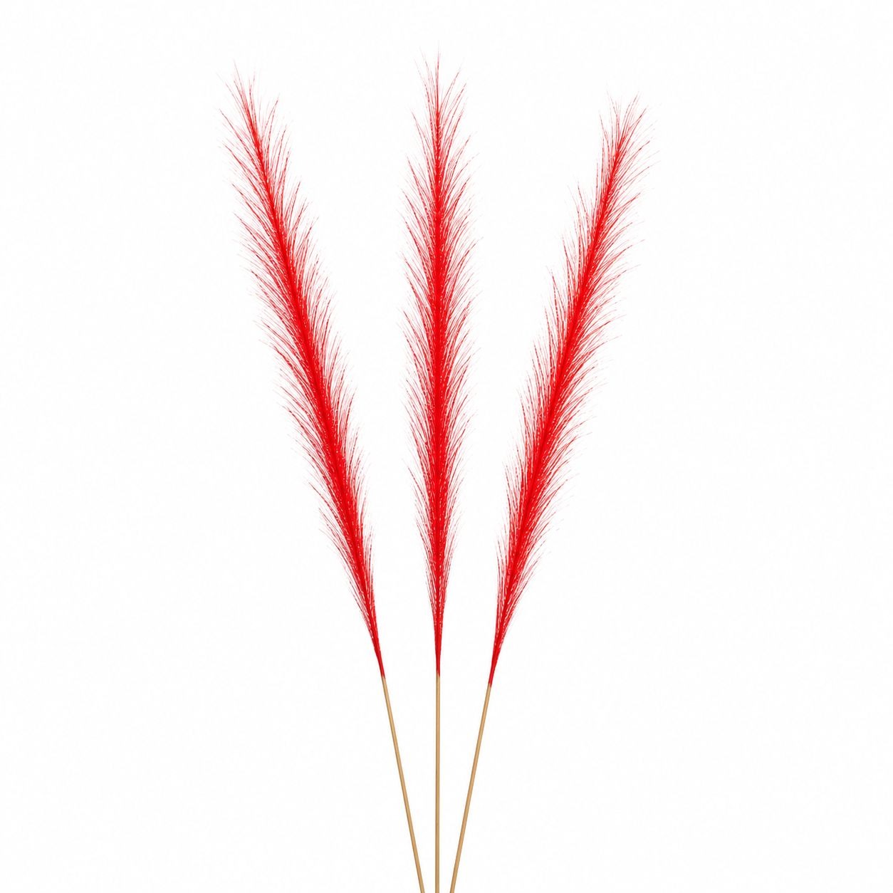 Red Pampas Grass Decor Set of 3 Faux Pampas Stems Red Floral Stems Patriotic Decor Farmhouse Decor Wedding Decor Cherry Decor