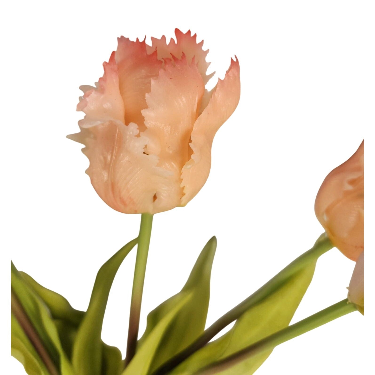 Peach Coral Artificial Tulips 15 Inch Set of 5 Faux Spring Flowers Easter Wedding Decor