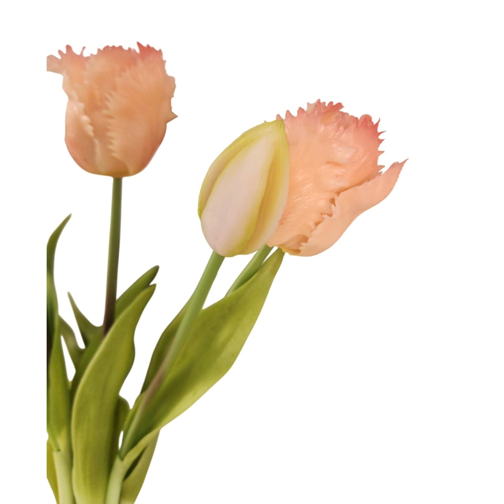 Peach Coral Artificial Tulips 15 Inch Set of 5 Faux Spring Flowers Easter Wedding Decor