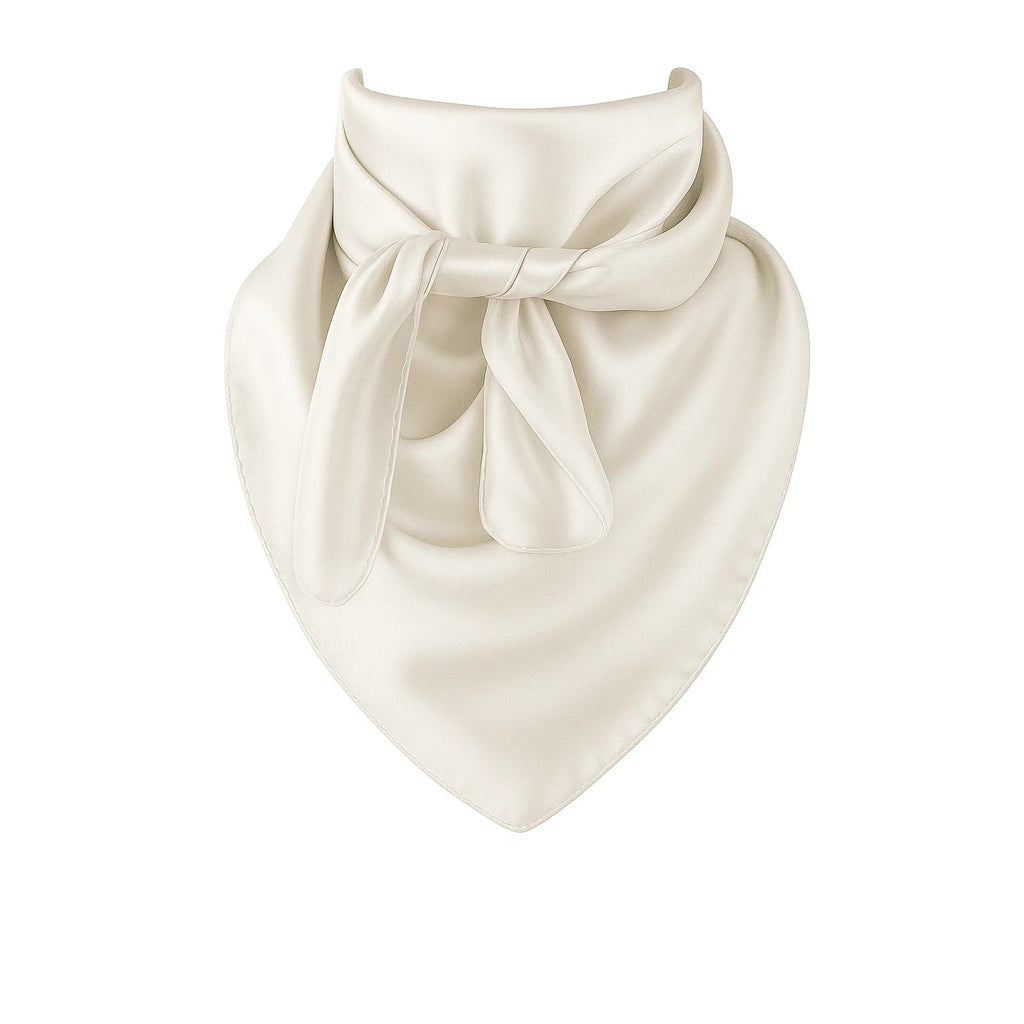Beige bandana with a bow on a white background