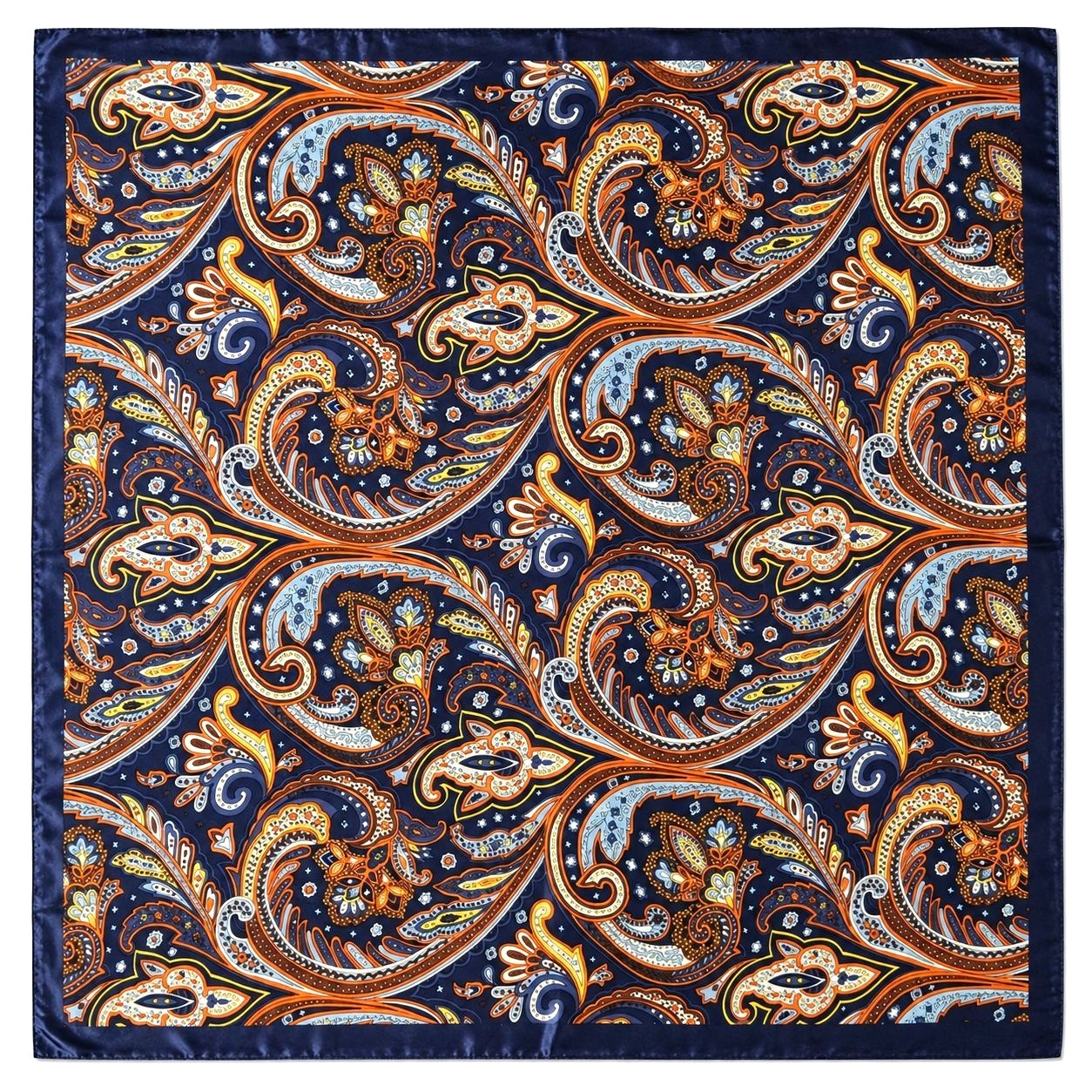 Navy Multicolor Paisley Wild Rag Scarf 35x35 Satin Western Cowgirl Cowboy
