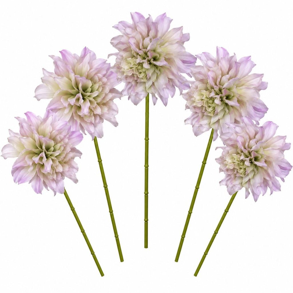 Blush Lavender Dahlia Stem Bundle Faux Flowers Cottagecore Wedding Bouquet Floral Decor Wreath Supplies Set of 5