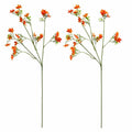 Orange Faux Wax Flower Stems Set of 2, 24 Inch Dogwood Style Floral Spray, Fall Wedding Wreath Filler