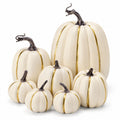 Set of 7 Cream and Gold Faux Pumpkins, Fall Decor