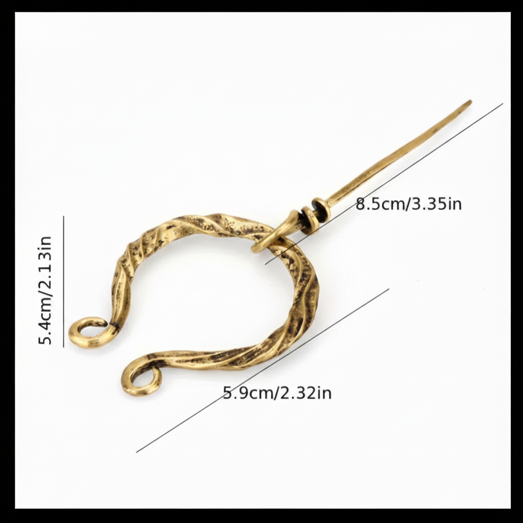 Gold Vine Brooch Size Diagram - Inches Only