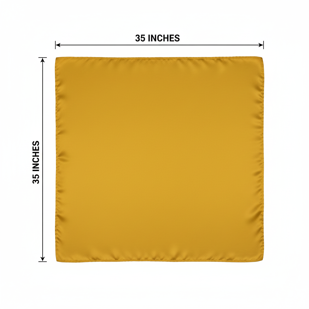 Golden yellow wild rag measurement diagram 35x35 inches
