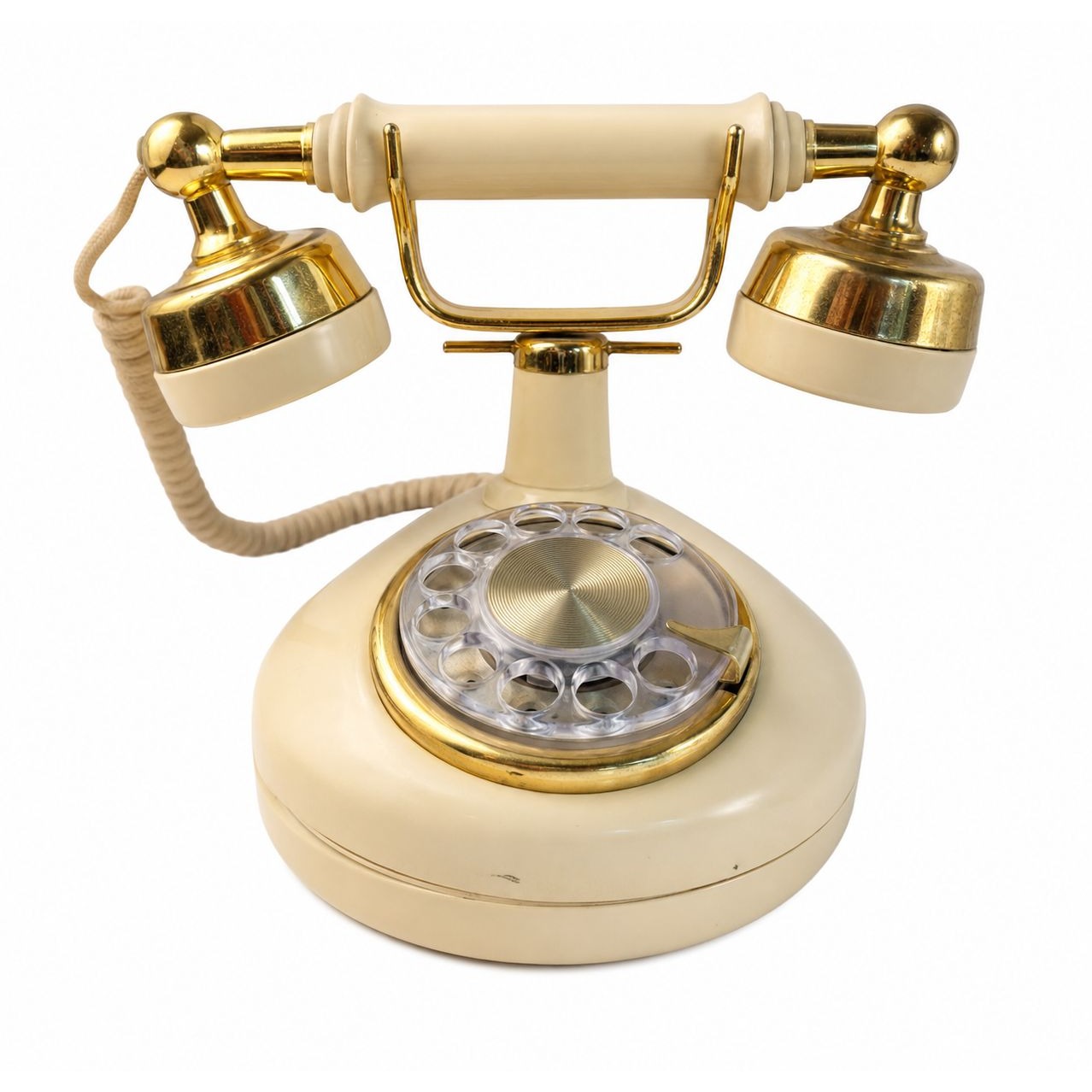 Vintage Western Electric Princess Telephone Beige Rotary Phone Gold Trim Hollywood Regency Decor Bell System