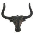 Cast Iron Bull Head Shaped Hat Holder Wall Coat Hook With Rustic Black Finish Decorative Hanger For Western Ranch Or Country Themes